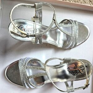 UNLISTED silver glitter strappy sandals, NWOT